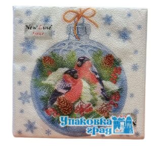 Салфетка 20л НГ 33*33см Зимняя птичка 2сл /20