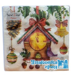 Салфетка 20л НГ 33*33см Шишки+шарики 2сл /20