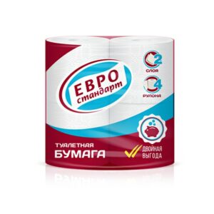 Туалетная бумага 2хсл 4рул Евро стандарт /12 СНЯЛИ!