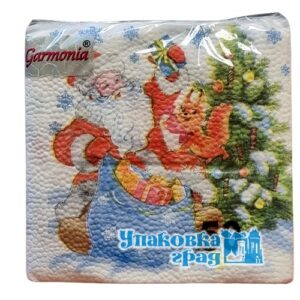 Салфетка 50л НГ 24*24см  Дед мороз п/п /60шт/уп