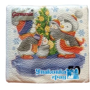 Салфетка 50л НГ 24*24см Пингвинята п/п /60шт/уп