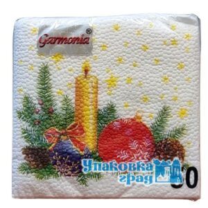 Салфетка 50л НГ 24*24см Свеча п/п /60шт/уп