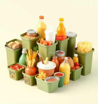 Контейнера, банки, ведра, бутылка, ланч-бокс